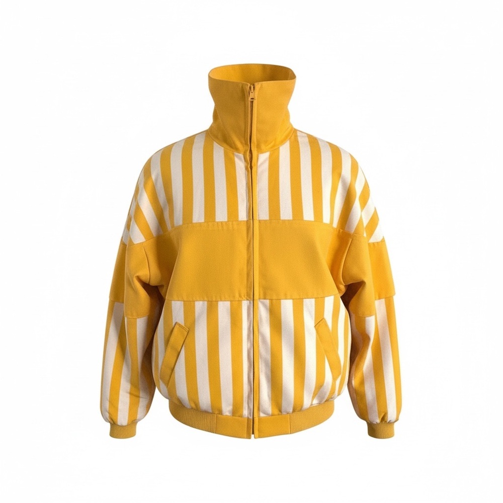 Vintage Rode Walker Yellow and White Striped Zip-Up Jacket